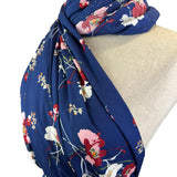 Navy Floral Print Viscose Dress Fabric Challis Indiana Side