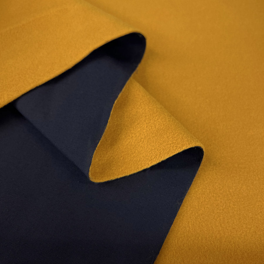Navy Yellow Soft Shell Coating Fabric Fold