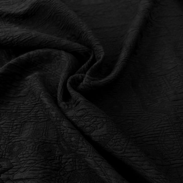 Nera Black Polyester Italian Abstract Quilting Fabric