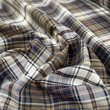 Never The Twain Windsor Cotton Check Woven Brown Blue Shirting Fabric