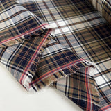 Never The Twain Windsor Cotton Check Woven Brown Blue Shirting Fabric Fold