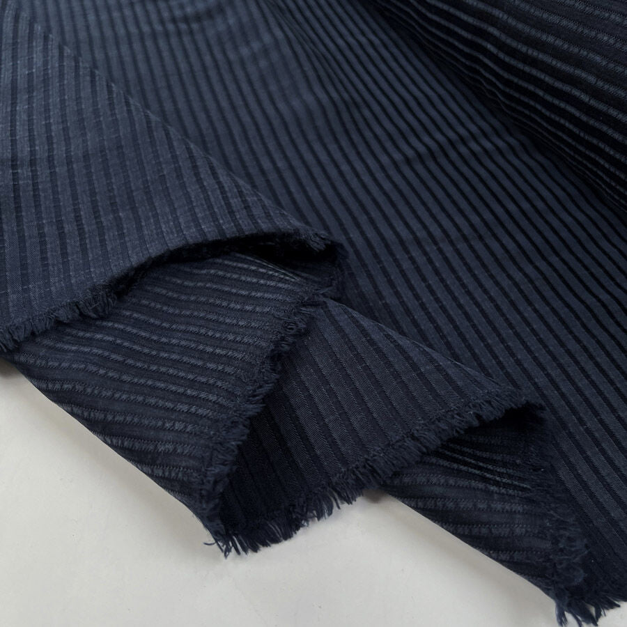 Nico Cupro Navy Stripe Ex Designer Italian Lining Fabric Fold