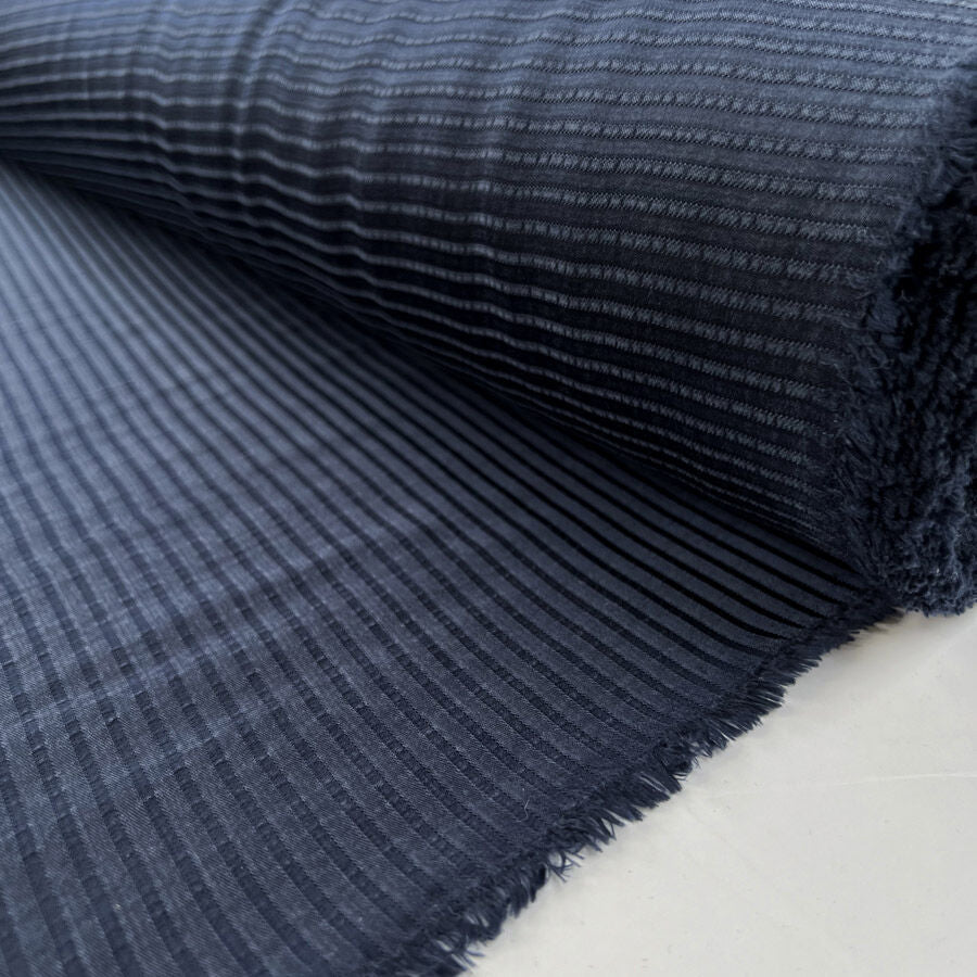 Nico Cupro Navy Stripe Ex Designer Italian Lining Fabric Roll