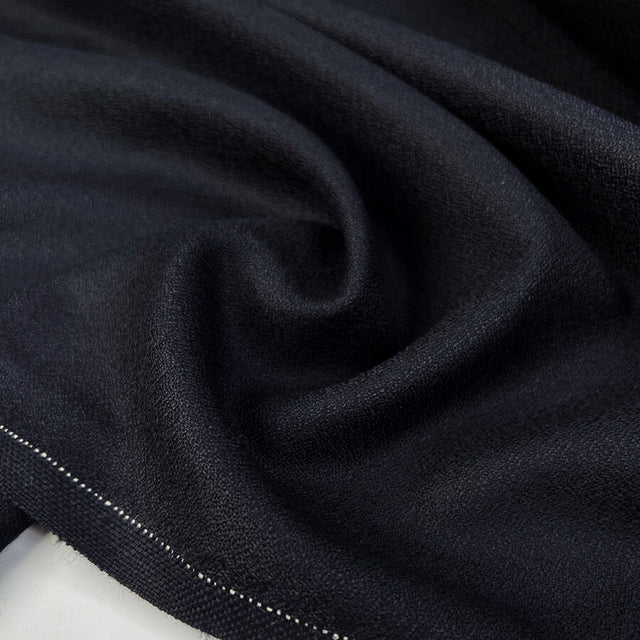 Night Rider Wool Suiting Black Woven Italian Fabric