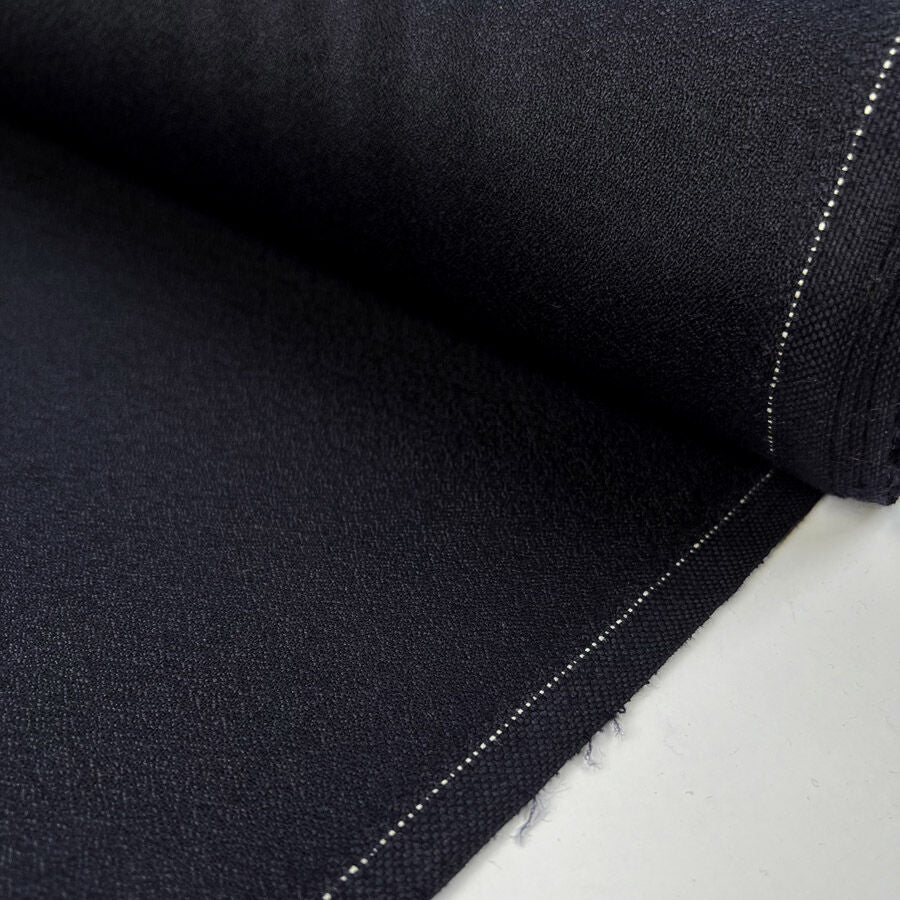 Night Rider Wool Suiting Black Woven Italian Fabric Roll
