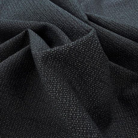 Night Sky Scatter Polyester Viscose Dark Navy White Textured Suiting Fabric