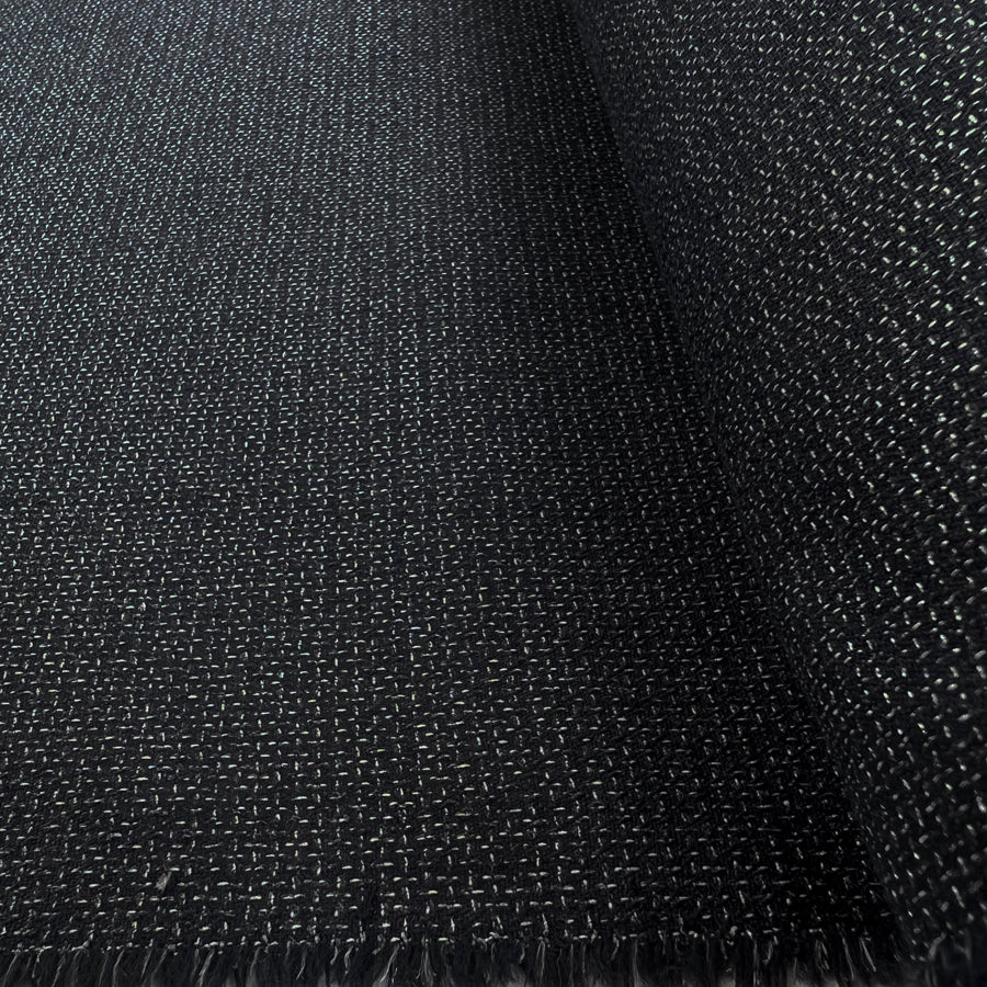 Night Sky Scatter Wool Dark Navy White Textured Fabric Roll