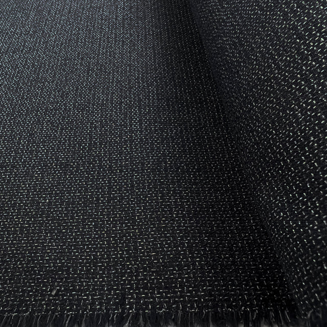 Night Sky Scatter Wool Dark Navy White Textured Fabric Roll