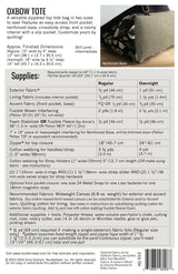 Noodlehead Oxbow Tote Sewing Pattern Back Cover