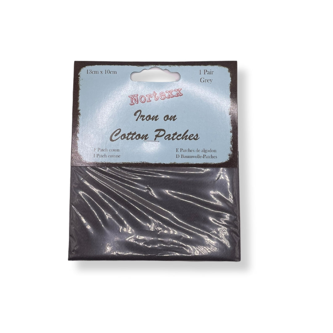 Nortexx Iron On Cotton Patches Grey Pack