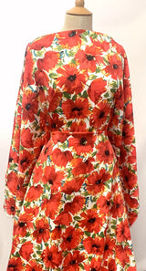 Not For The Dull Girls Mel Soft Stretch Cotton Elastane Dress Material Soft White Red Green Flowers Dress