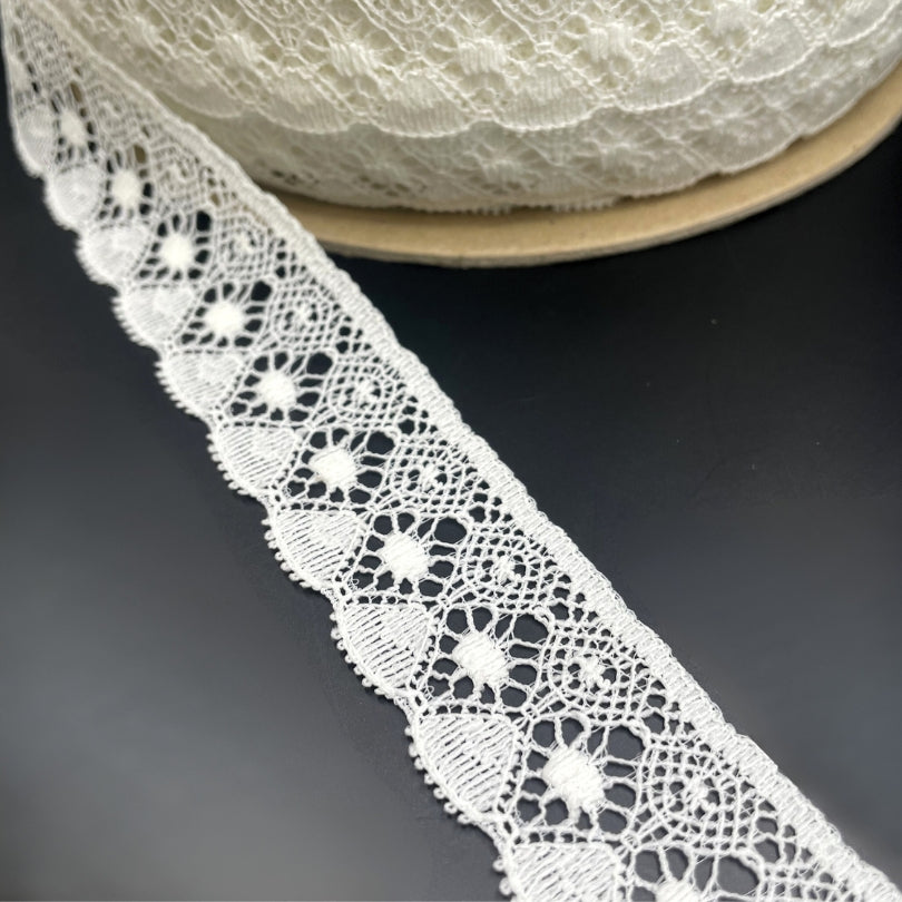 Nylon Fine Crochet Look Lace Trim White Roll