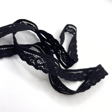 Nylon Spandex Soft Stretch Lace Trim Edging Black