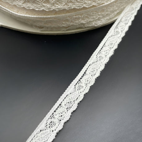 Nylon Spandex Soft Stretch Lace Trim Edging Ivory Roll
