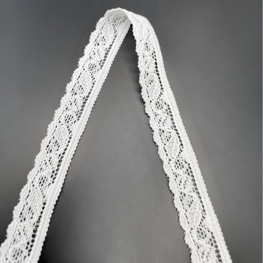 Nylon Spandex Soft Stretch Lace Trim Edging White Fold