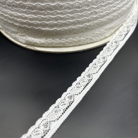 Nylon Spandex Soft Stretch Lace Trim Edging White Roll