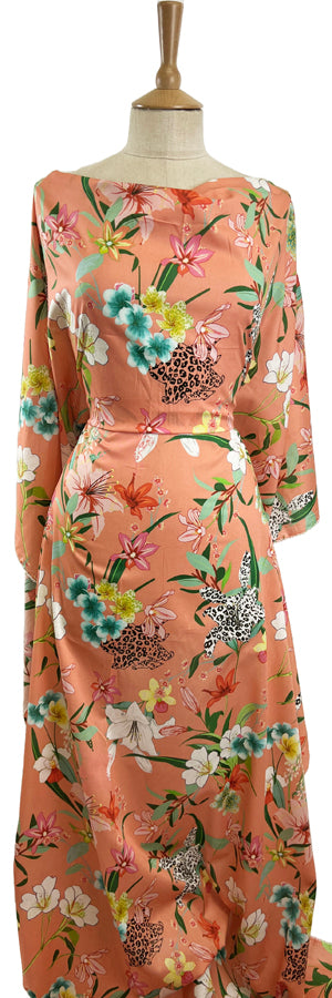 Odyssey Floral Coral Cotton Woven Dressmaking Fabr
