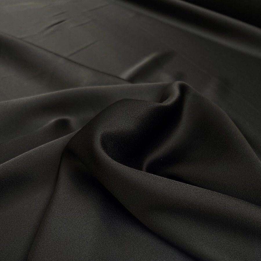 Office Viscose Black Satin Woven Dress Fabric