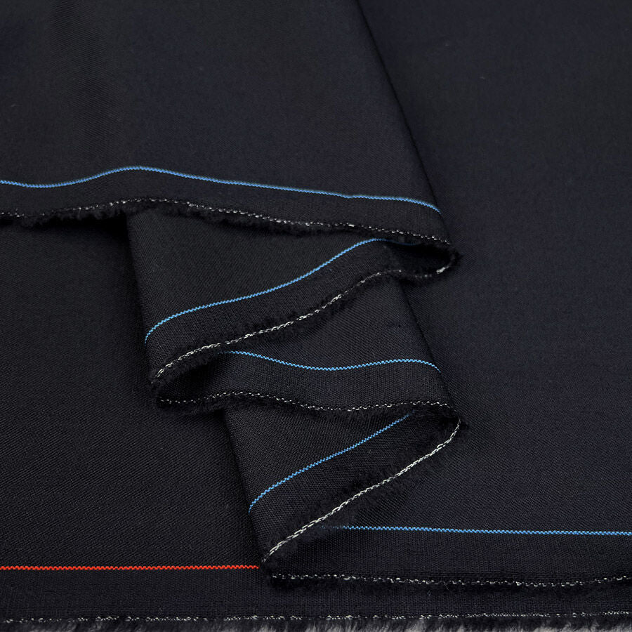Officer And Gentle Wool Navy Plain Woven Yorkshire Suiting Fabric Fold