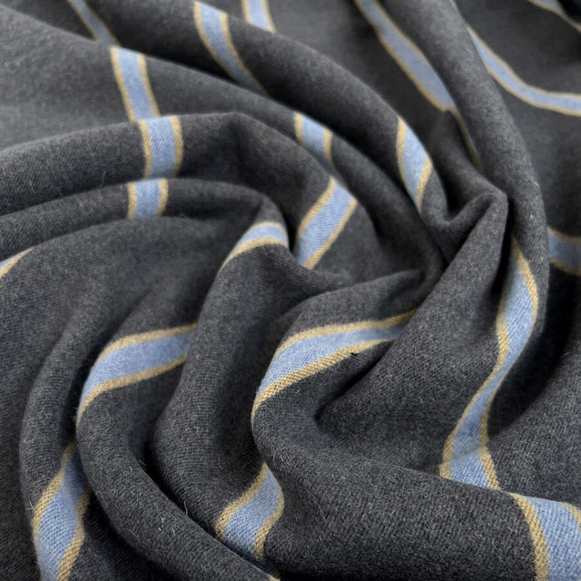 Old World Grey Blue Stripe Wool British Suiting Fabric