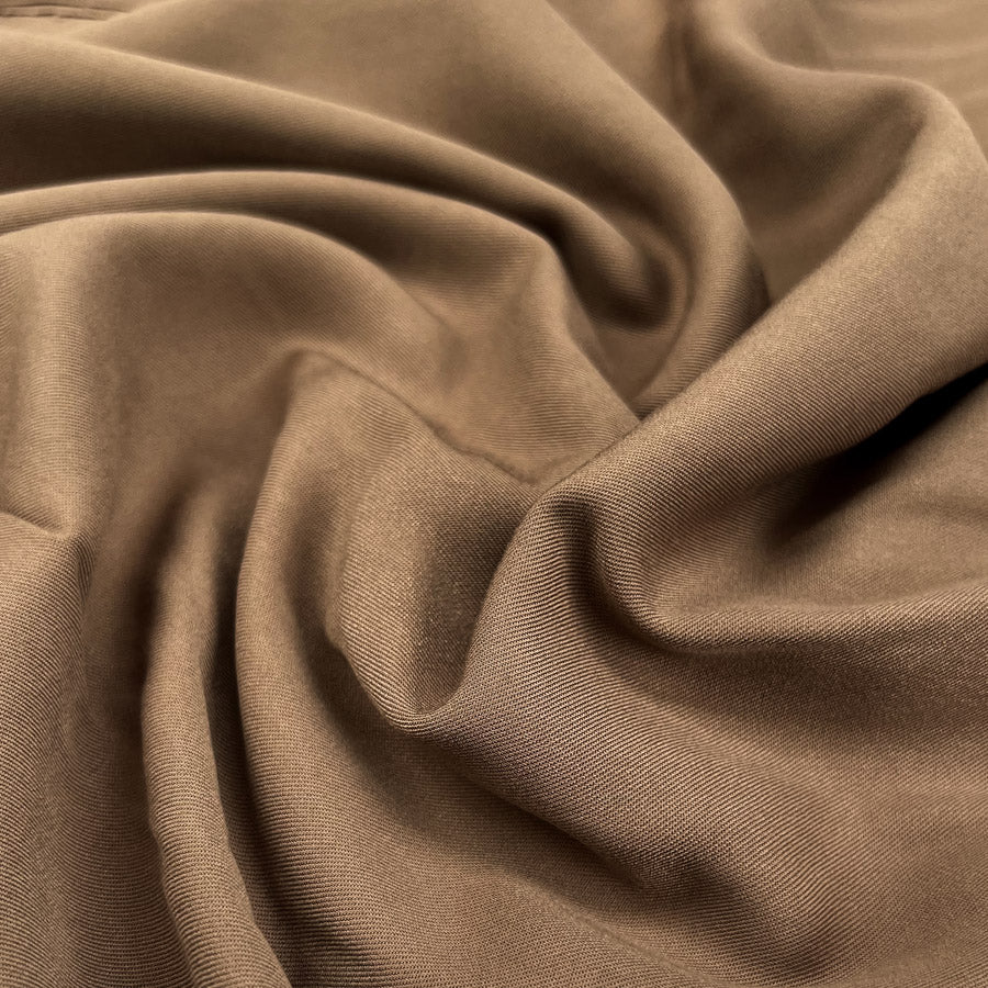 Oliver Viscose Twill Sand Plain Fine Lightweight Dress Woven Fabric