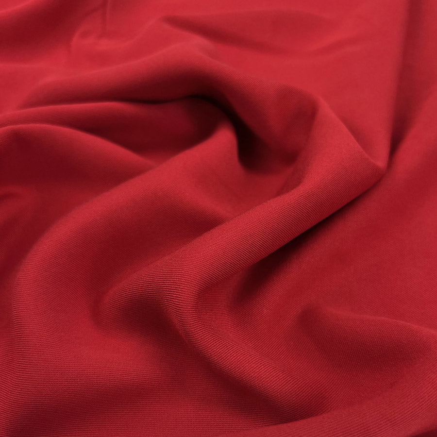 Oliver Viscose Twill Scarlet Red Plain Fine Lightweight Dress Woven Fabric