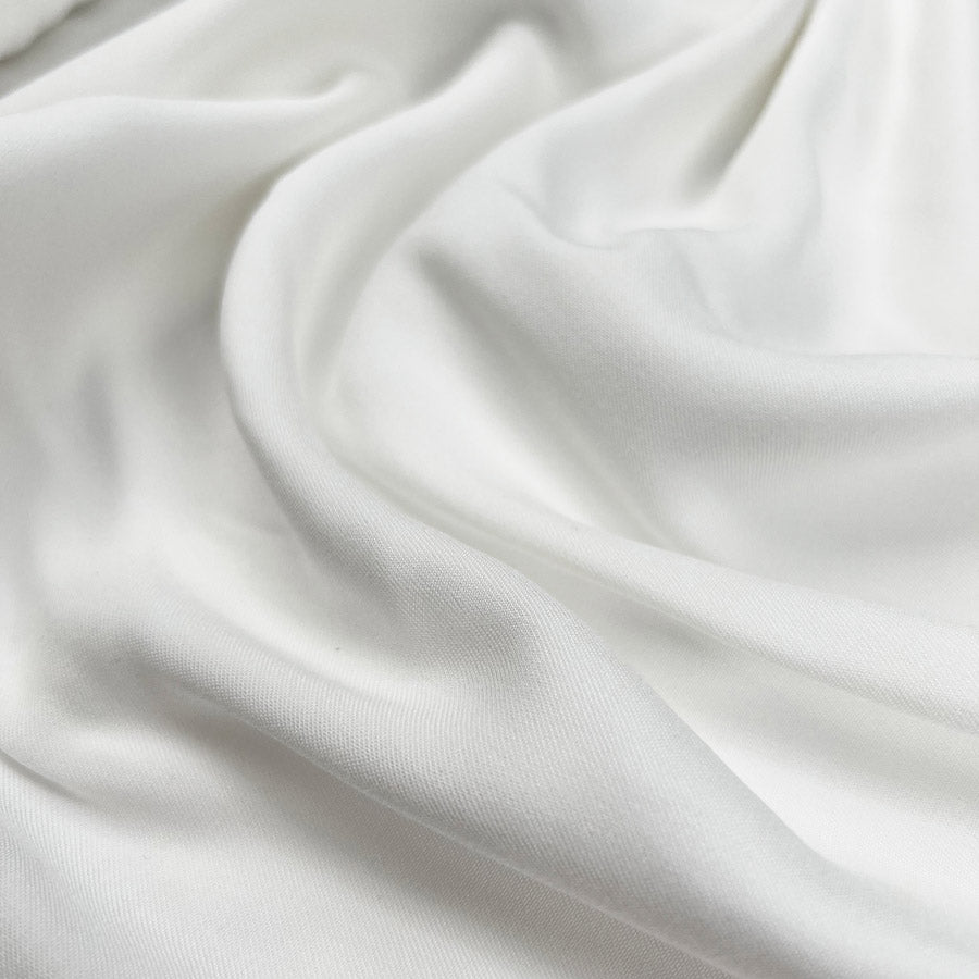 Oliver Viscose Twill Soft White Plain Fine Lightweight Dress Woven Fabric