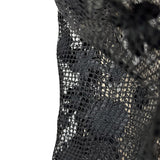 Onyx Black Polyester Floral Embroidered Net Woven Dress Fabric Fold