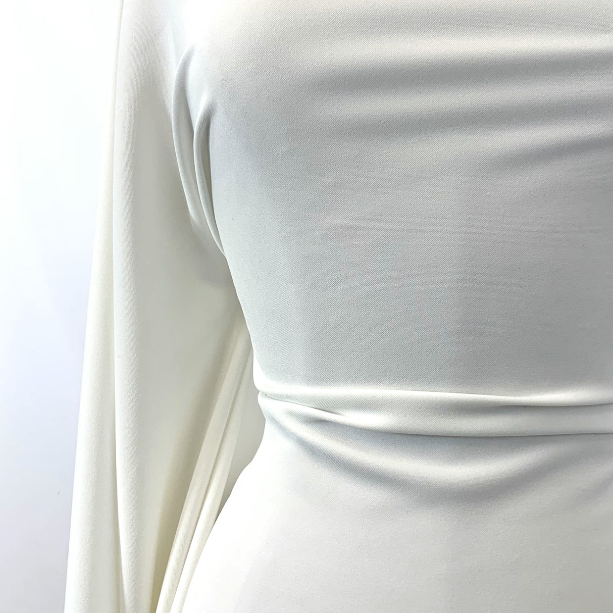 Opulence White Fluid Bridal Satin Dress Fabric Maneqiun Drape Fabric Photo