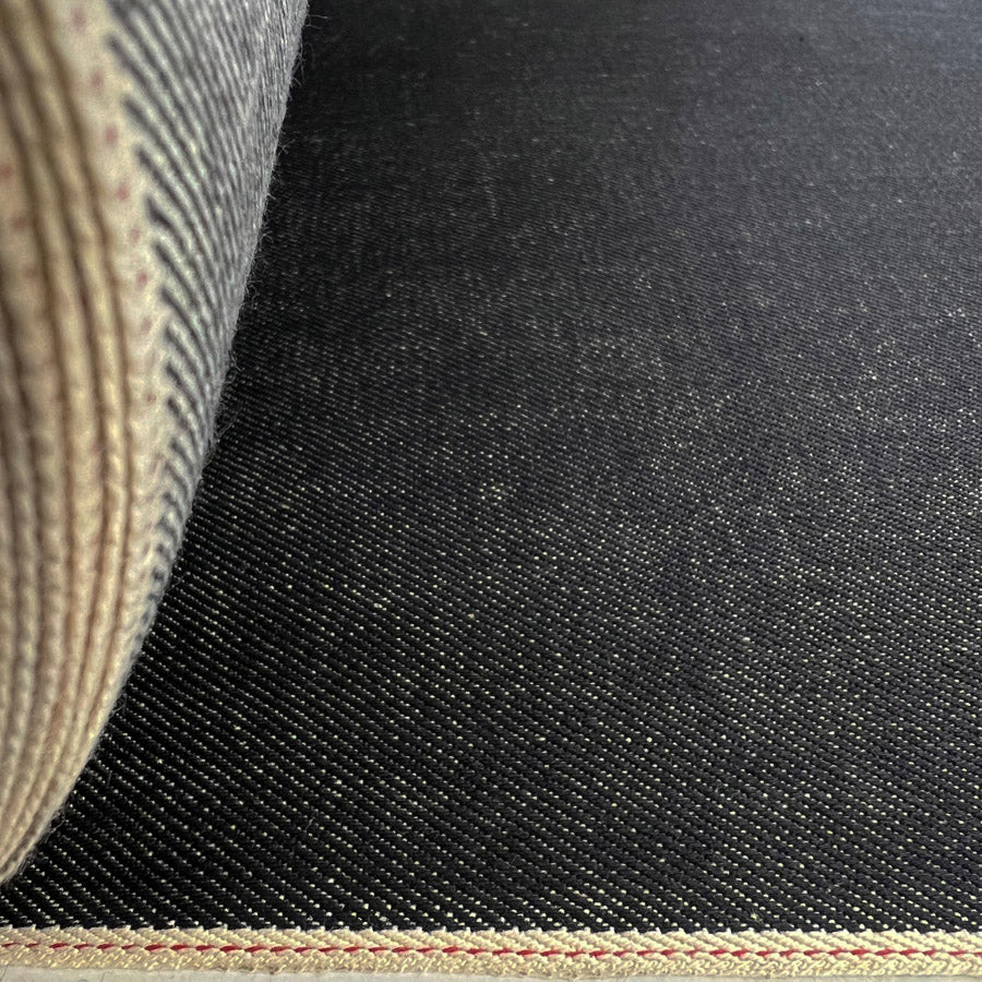 Organic 13 5oz Denim Fabric Red Selvedg Black Roll