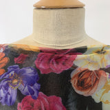 Organza Floral Printed Floral Cover Up Fabric Neck