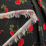 Ouch Black Red Floral Polyester Dress Fabric Drape