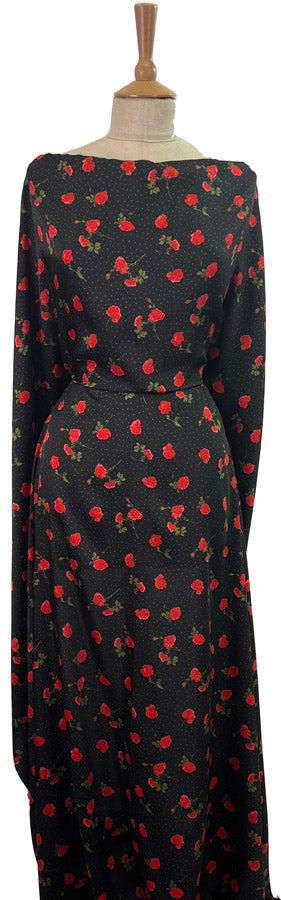 Ouch Black Red Floral Polyester Dress Fabric Mannequin
