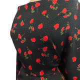 Ouch Black Red Floral Polyester Dress Fabric Side