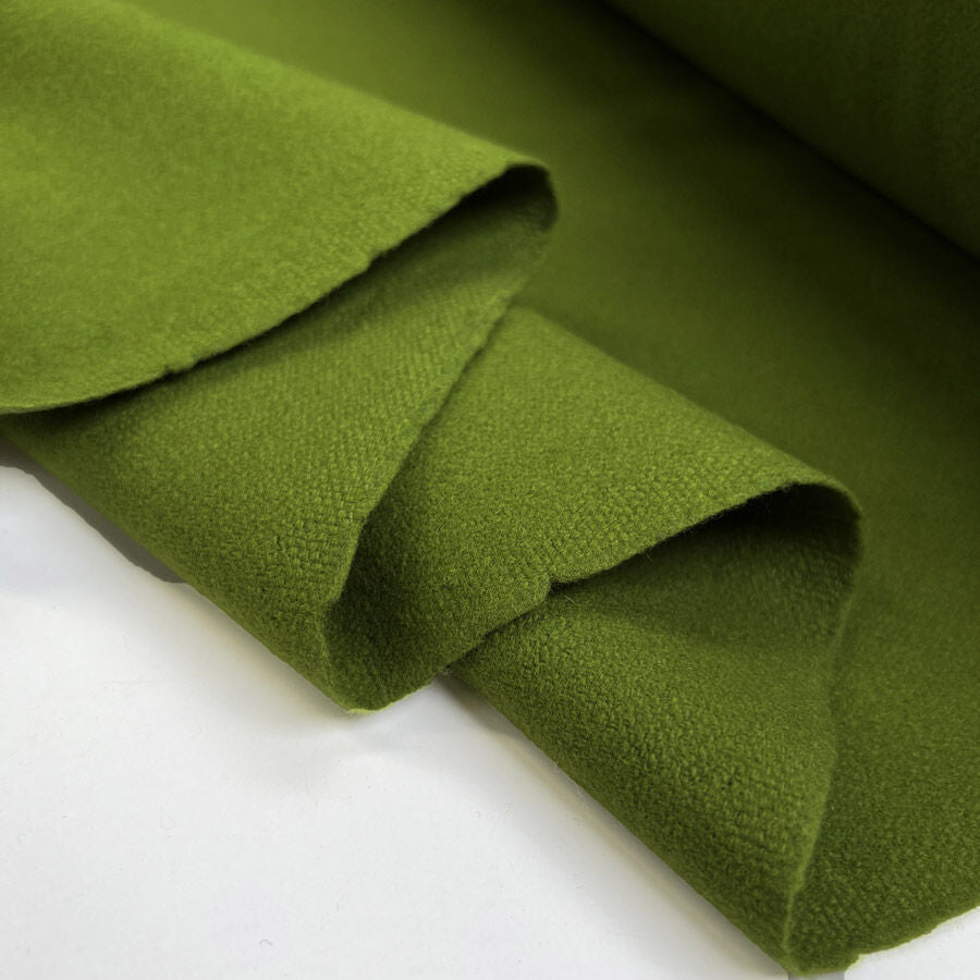 Owl and pusscat green wool italian brushed coating fabric fold
