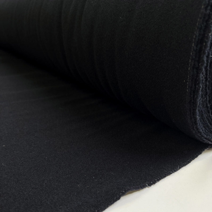 Owl and pusscat midnight dark navy wool italian coating fabric roll