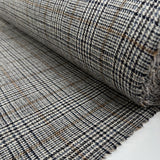 Oxfordshire Check Wool Grey Black Tan Blue British Suiting Fabric Roll