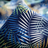 Palm Beach Cotton Navy Leaf Fabric Material Cu
