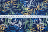 Palm Beach Cotton Navy Leaf Fabric Material S