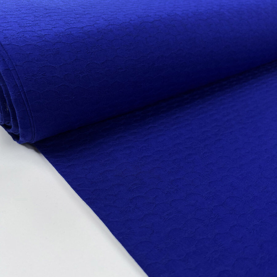 Pansie Royal Cotton Blue Jacquard Floral Woven Shi 2