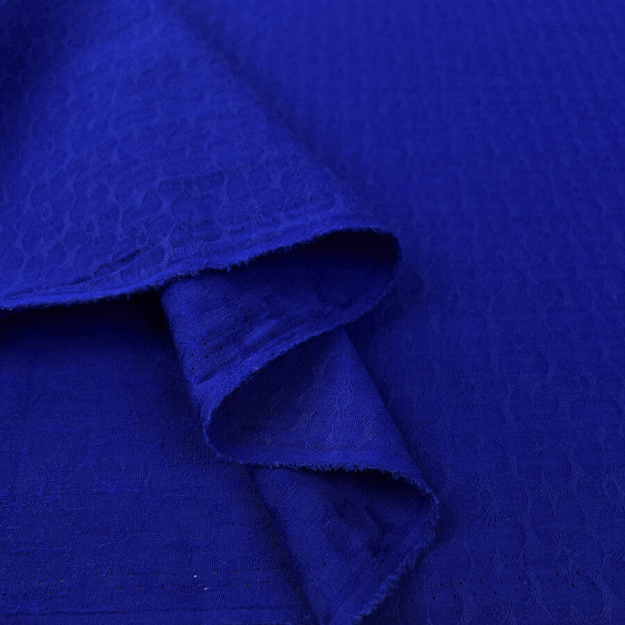 Pansie Royal Cotton Blue Jacquard Floral Woven Shi 3