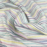 Pastel Rainbow Seersucker Cotton Polyester Lycra Stripe Woven Dress Fabric