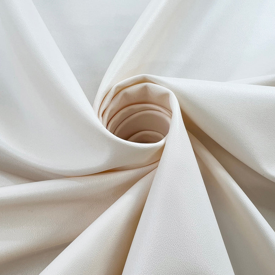 Pearl Pizzazz Ivory Pleather Satin Polyester Fabric Twist