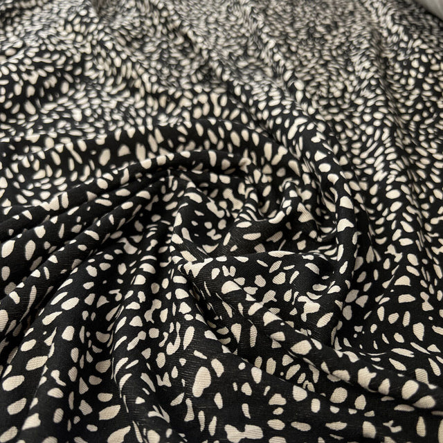 Pebble Mix Jersey Black Beige Abstract Viscose Lycra Stretch Knit Tshirt Fabric