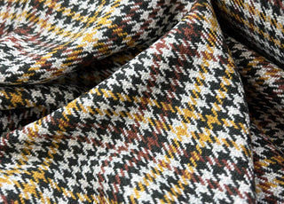 Piacenza Wool Cashmere Fabric Mustard Black Overcheck