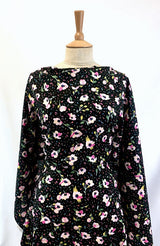 Pima Cotton Lawn Bloom And Wild Black Delicate Pink Floral Cream Fine Cotton Lawn Dress Shirting Fabric Fabric Photo