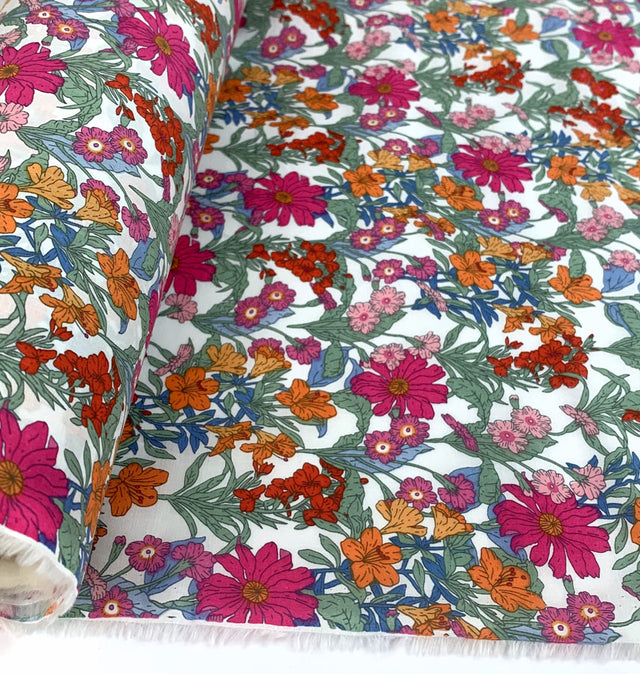 Pima Cotton Lawn Blush Hat Box Multicoloured Floral Fine Cotton Lawn Dress Shirting Fabric Fabric Photo