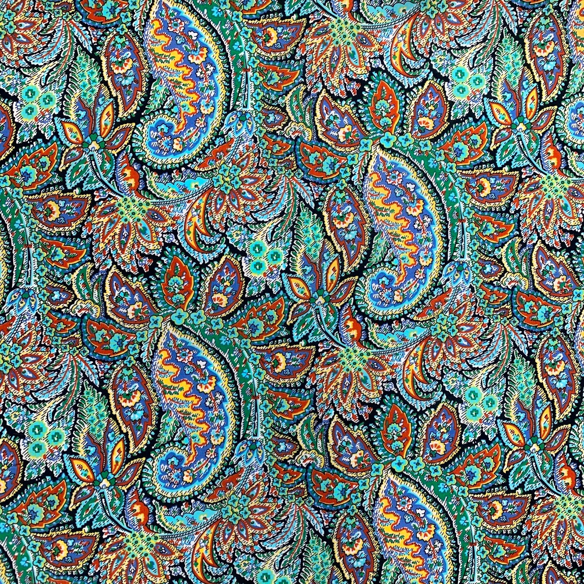 Pima Cotton Lawn Devine Paisley Blue Pattern