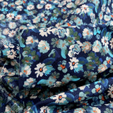 Pima Cotton Lawn Floral Colourscene Blue Flowers Fine Cotton Lawn Dress Fabric Close Up Fabric Photo Custom