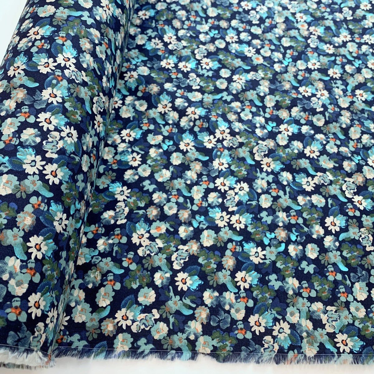 Pima Cotton Lawn Floral Colourscene Blue Flowers Fine Cotton Lawn Dress Fabric Fabric Photo Custom